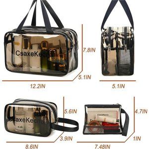 Enoshi Transparent makeup bag, double layer Cosmetic Bag, travel Multipurpose tr
